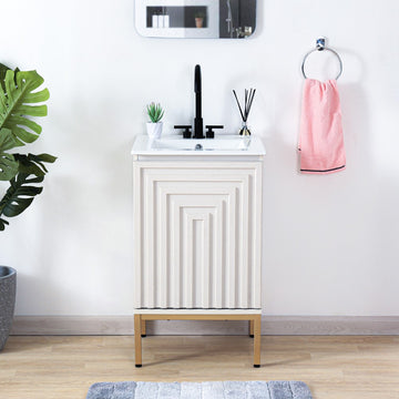 Rowan Geometric Modern Transitional 2-Shelf Bath Vanity Cabinet Only (Sink Basin Not Included) - JONATHAN Y